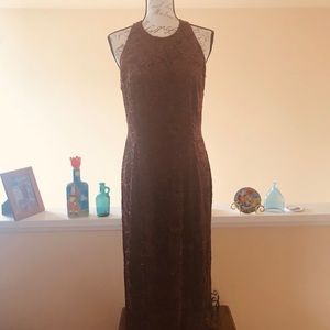Vintage designer beaded velvet brn on blk dress